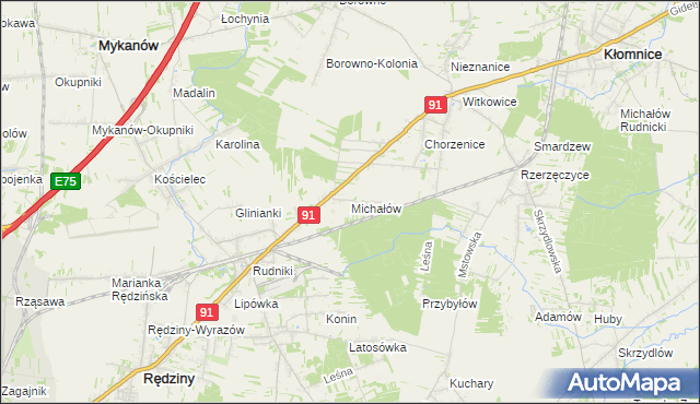 mapa Michałów Rudnicki, Michałów Rudnicki na mapie Targeo