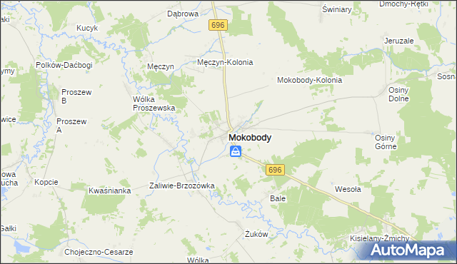 mapa Mokobody, Mokobody na mapie Targeo