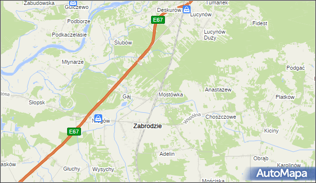 mapa Mostówka gmina Zabrodzie, Mostówka gmina Zabrodzie na mapie Targeo