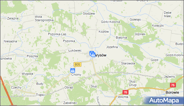 mapa Parysów, Parysów na mapie Targeo