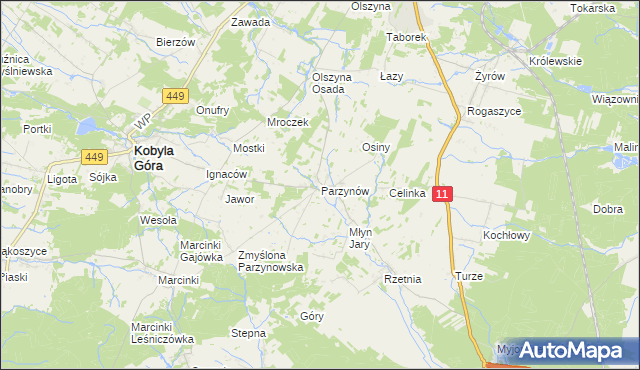 mapa Parzynów, Parzynów na mapie Targeo