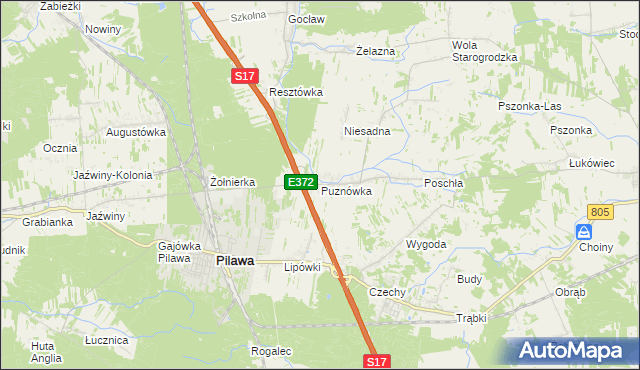 mapa Puznówka, Puznówka na mapie Targeo