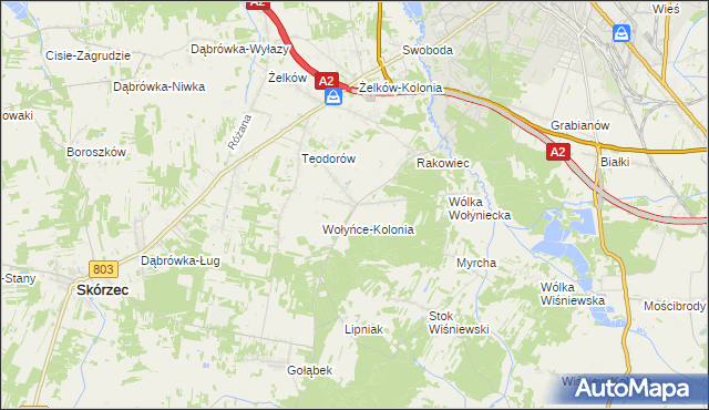 mapa Wołyńce gmina Siedlce, Wołyńce gmina Siedlce na mapie Targeo