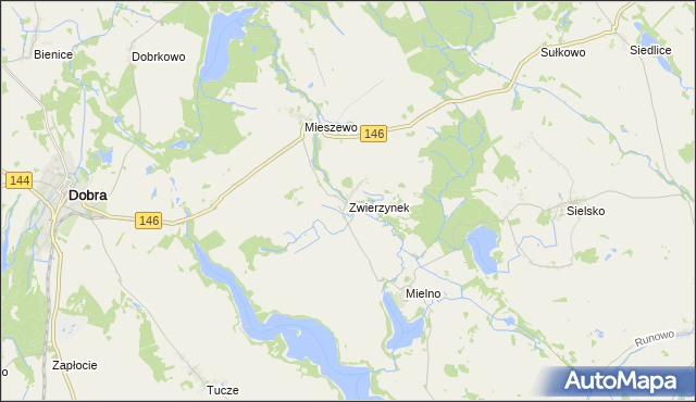 mapa Zwierzynek gmina Węgorzyno, Zwierzynek gmina Węgorzyno na mapie Targeo