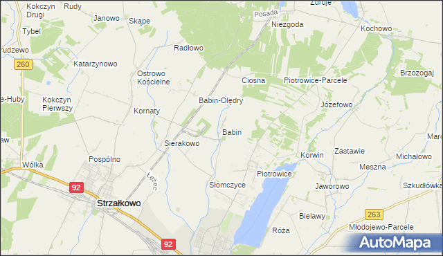 mapa Babin gmina Strzałkowo, Babin gmina Strzałkowo na mapie Targeo