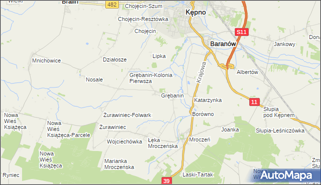 mapa Grębanin, Grębanin na mapie Targeo