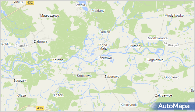 mapa Józefowo gmina Zaniemyśl, Józefowo gmina Zaniemyśl na mapie Targeo
