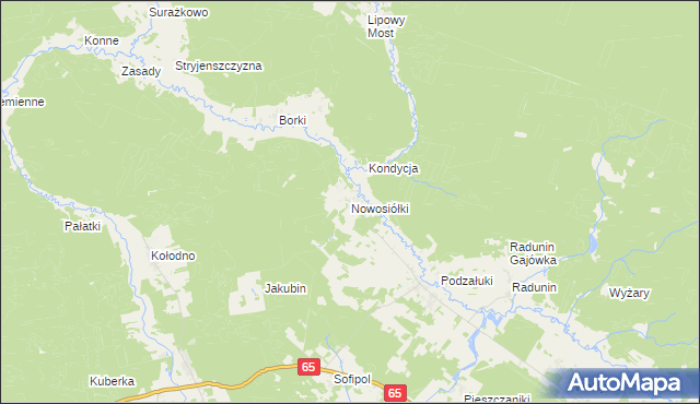 mapa Nowosiółki gmina Gródek, Nowosiółki gmina Gródek na mapie Targeo