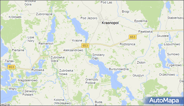 mapa Smolany Dąb, Smolany Dąb na mapie Targeo