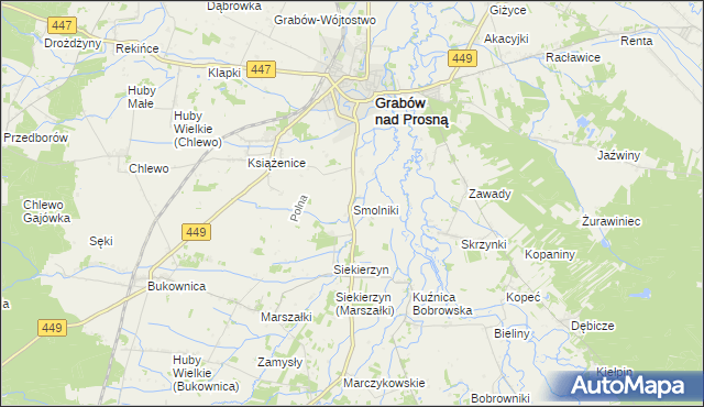 mapa Smolniki gmina Grabów nad Prosną, Smolniki gmina Grabów nad Prosną na mapie Targeo