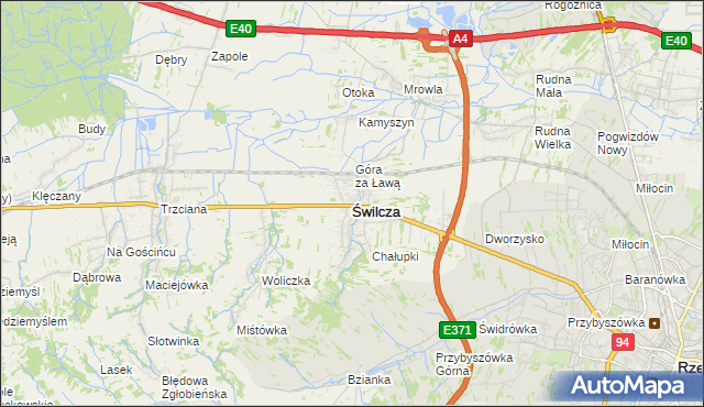 mapa Świlcza, Świlcza na mapie Targeo