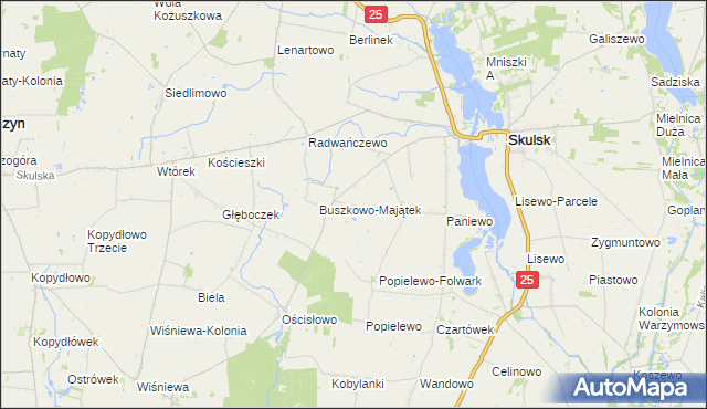 mapa Buszkowo-Parcele, Buszkowo-Parcele na mapie Targeo