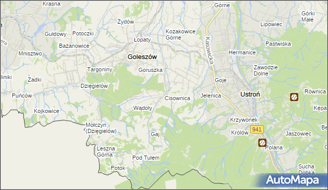 mapa Cisownica, Cisownica na mapie Targeo