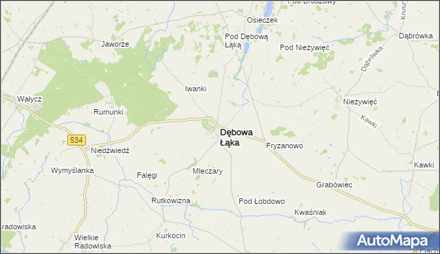 mapa Dębowa Łąka, Dębowa Łąka na mapie Targeo