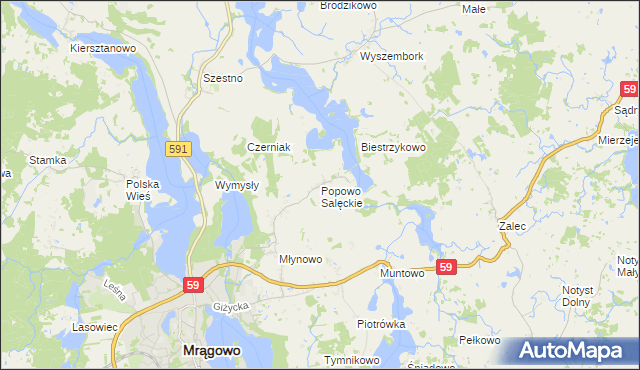 mapa Popowo Salęckie, Popowo Salęckie na mapie Targeo