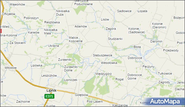 mapa Słabuszewice, Słabuszewice na mapie Targeo