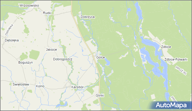 mapa Golce gmina Wałcz, Golce gmina Wałcz na mapie Targeo