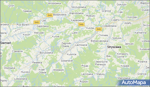 mapa Lachowice, Lachowice na mapie Targeo