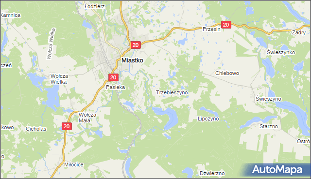 mapa Trzebieszyno, Trzebieszyno na mapie Targeo