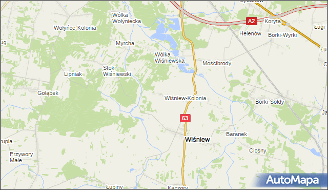 mapa Wiśniew-Kolonia, Wiśniew-Kolonia na mapie Targeo