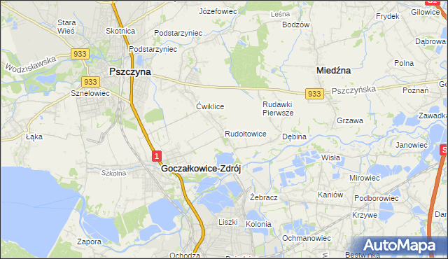 mapa Rudołtowice, Rudołtowice na mapie Targeo