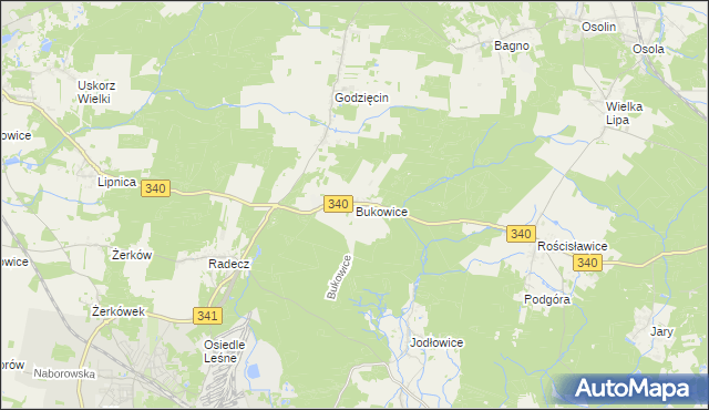 mapa Bukowice gmina Brzeg Dolny, Bukowice gmina Brzeg Dolny na mapie Targeo