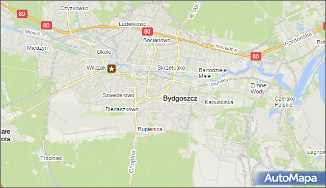 mapa Bydgoszczy, Bydgoszcz na mapie Targeo