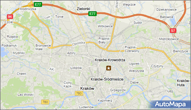 mapa Krowodrza, Krowodrza na mapie Targeo