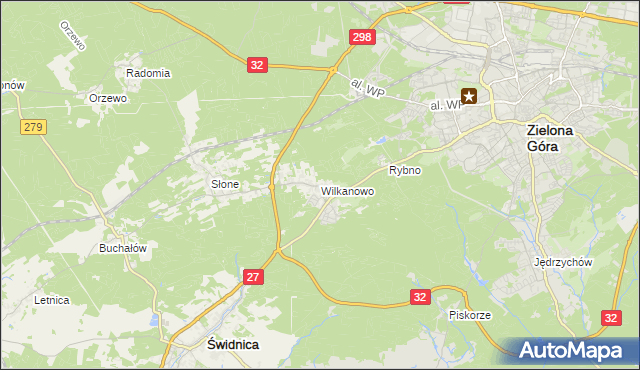 mapa Wilkanowo gmina Świdnica, Wilkanowo gmina Świdnica na mapie Targeo