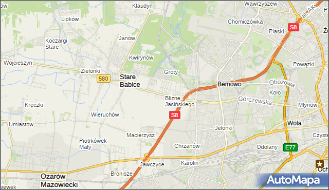 mapa Blizne Jasińskiego, Blizne Jasińskiego na mapie Targeo