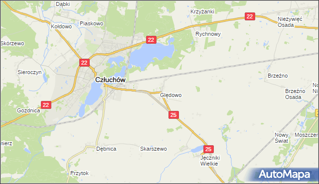 mapa Ględowo, Ględowo na mapie Targeo