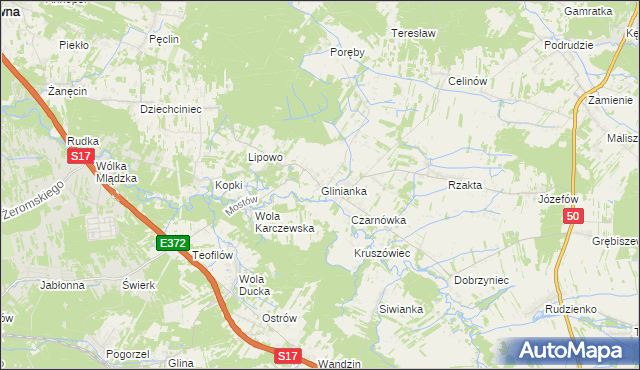 mapa Glinianka gmina Wiązowna, Glinianka gmina Wiązowna na mapie Targeo