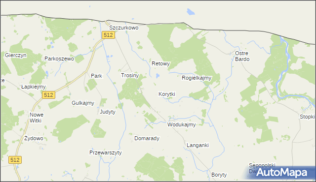 mapa Korytki gmina Sępopol, Korytki gmina Sępopol na mapie Targeo