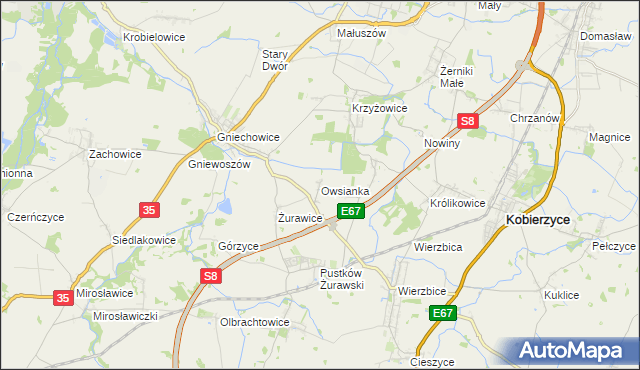 mapa Owsianka gmina Kobierzyce, Owsianka gmina Kobierzyce na mapie Targeo