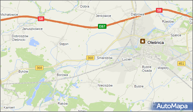 mapa Smardzów gmina Oleśnica, Smardzów gmina Oleśnica na mapie Targeo