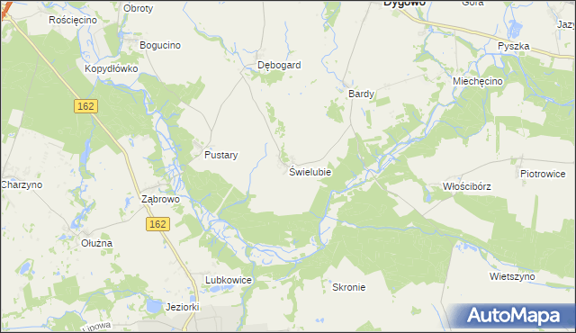 mapa Świelubie gmina Dygowo, Świelubie gmina Dygowo na mapie Targeo
