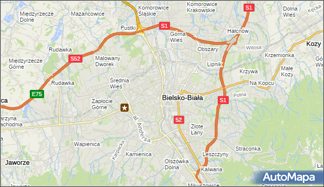 mapa Bielsko-Białej, Bielsko-Biała na mapie Targeo