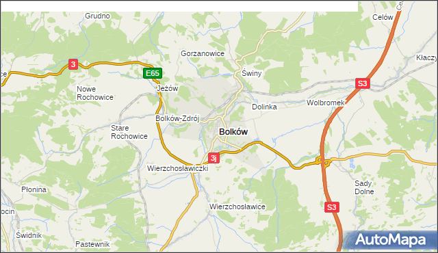 mapa Bolków powiat jaworski, Bolków powiat jaworski na mapie Targeo