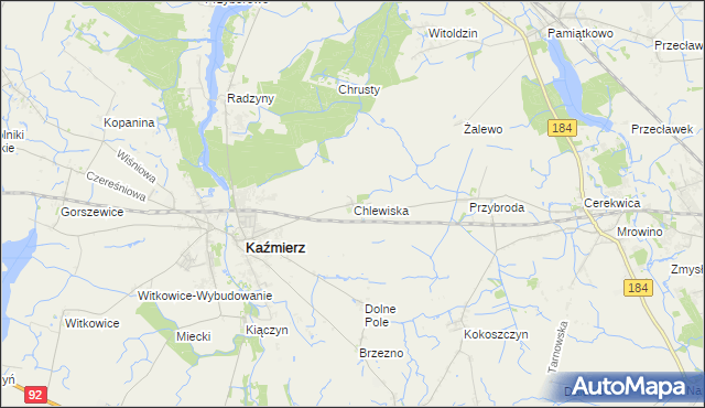 mapa Chlewiska gmina Kaźmierz, Chlewiska gmina Kaźmierz na mapie Targeo