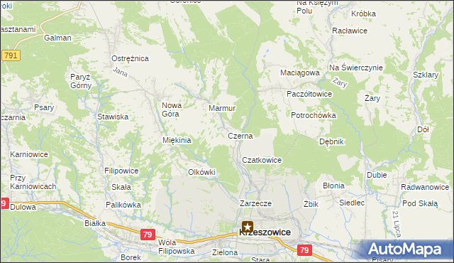 mapa Czerna gmina Krzeszowice, Czerna gmina Krzeszowice na mapie Targeo