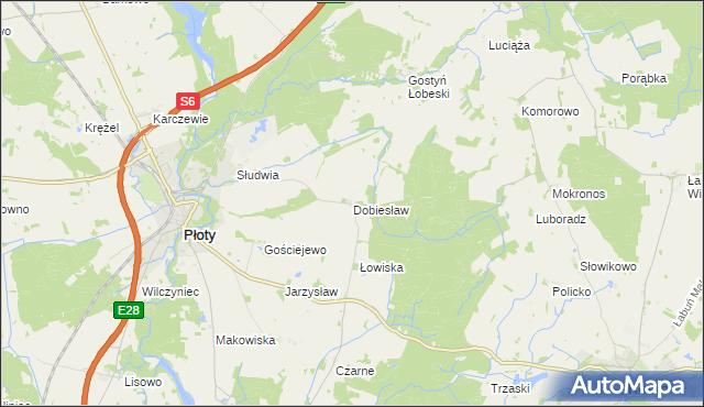 mapa Dobiesław gmina Płoty, Dobiesław gmina Płoty na mapie Targeo