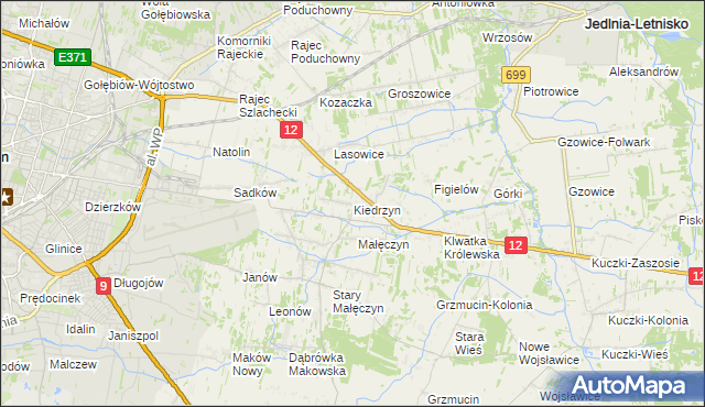 mapa Kiedrzyn gmina Gózd, Kiedrzyn gmina Gózd na mapie Targeo