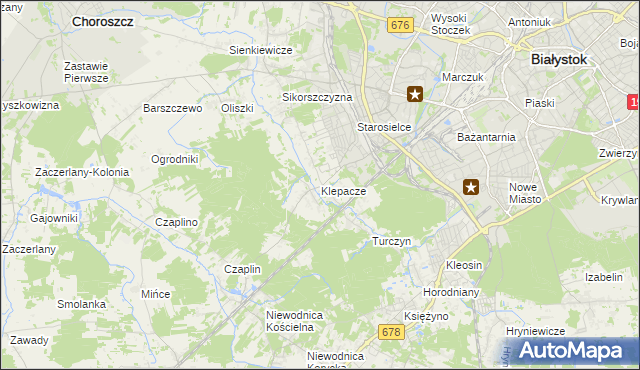 mapa Klepacze gmina Choroszcz, Klepacze gmina Choroszcz na mapie Targeo