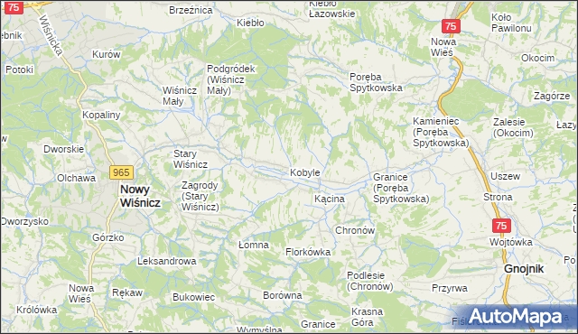 mapa Kobyle gmina Nowy Wiśnicz, Kobyle gmina Nowy Wiśnicz na mapie Targeo