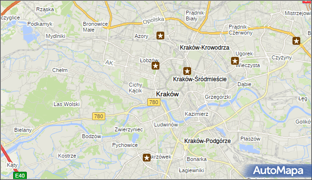 mapa Krakowa, Kraków na mapie Targeo