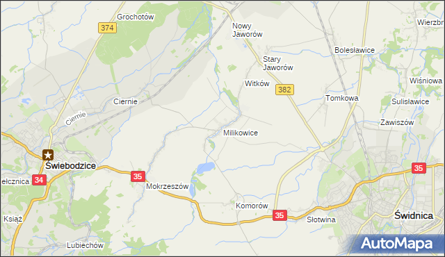 mapa Milikowice, Milikowice na mapie Targeo