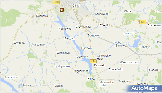 mapa Ostrowo gmina Śrem, Ostrowo gmina Śrem na mapie Targeo