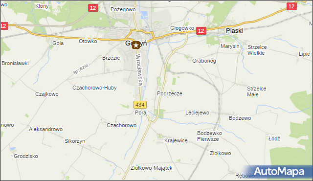 mapa Podrzecze gmina Piaski, Podrzecze gmina Piaski na mapie Targeo