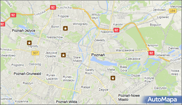 mapa Poznania, Poznań na mapie Targeo