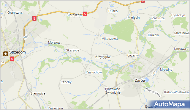 mapa Przyłęgów, Przyłęgów na mapie Targeo